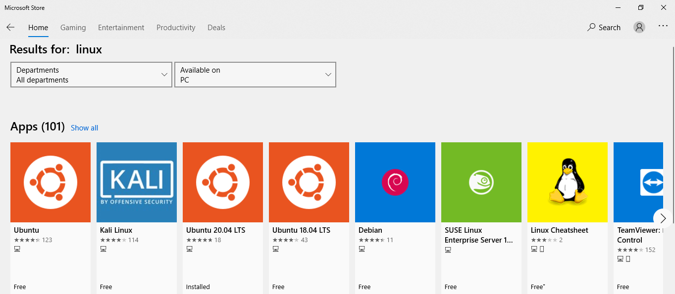 Choose Linux Distribution on Microsoft Store Linux Distro WSL 2 Install
